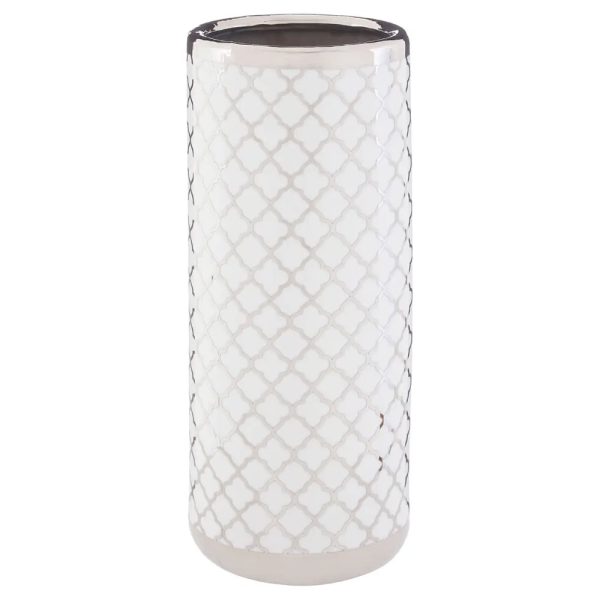 Aiken Stoneware Umbrella Stand In Silver | Bed Sava