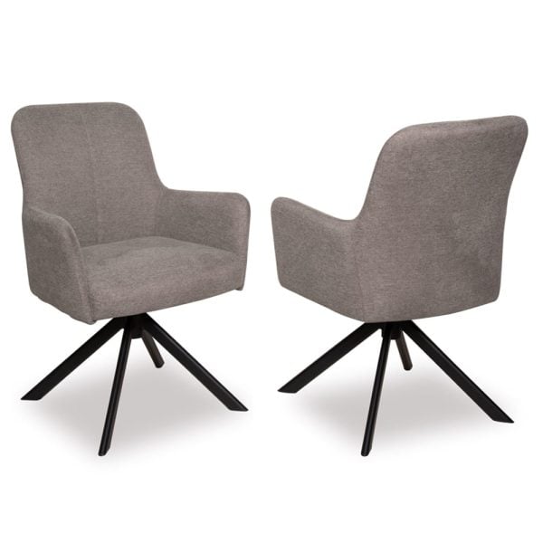 Airdrie Oatmeal Fabric Dining Chairs With Black Legs In Pair | Bed Sava