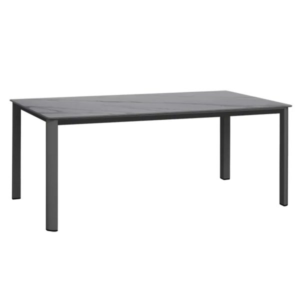 Airdrie Small Sintered Stone Garden Dining Table In Charcoal Grey | Bed Sava