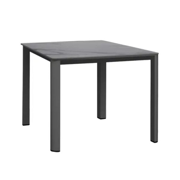 Airdrie Wooden Square Garden Dining Table In Charcoal Grey | Bed Sava