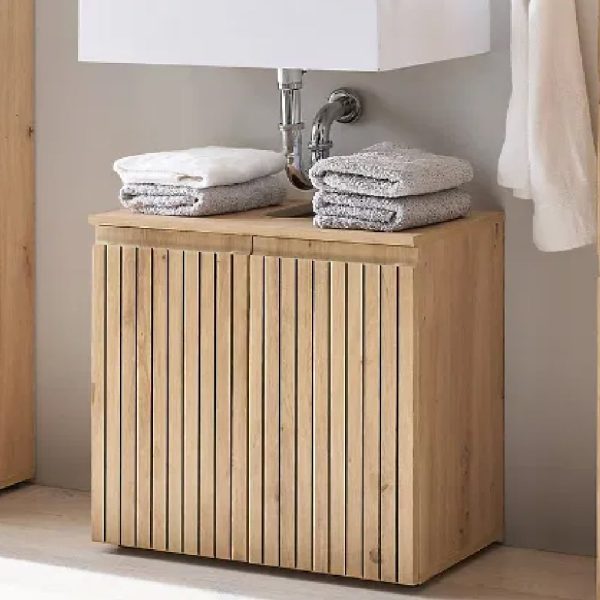 Airdrie Wooden Under Sink Cabinet With 2 Doors In Oak | Bed Sava