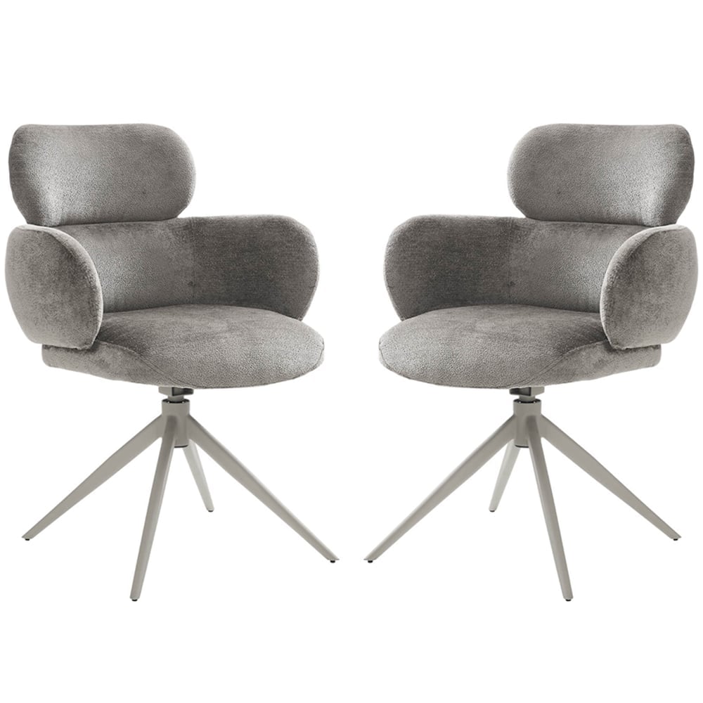 Airway Mocha Fabric Dining Chairs With Metal Legs In Pair