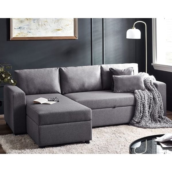 Akron Fabric Sofa Bed In Grey | Bed Sava