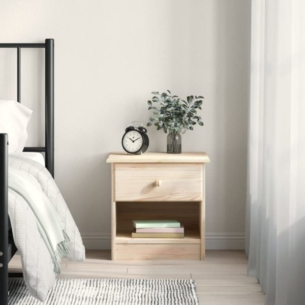 Akron Wooden Bedside Cabinet With 1 Drawer In Natural | Bed Sava