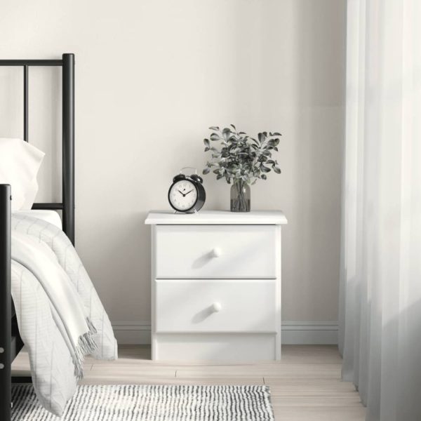 Akron Wooden Bedside Cabinet With 2 Drawer In White | Bed Sava