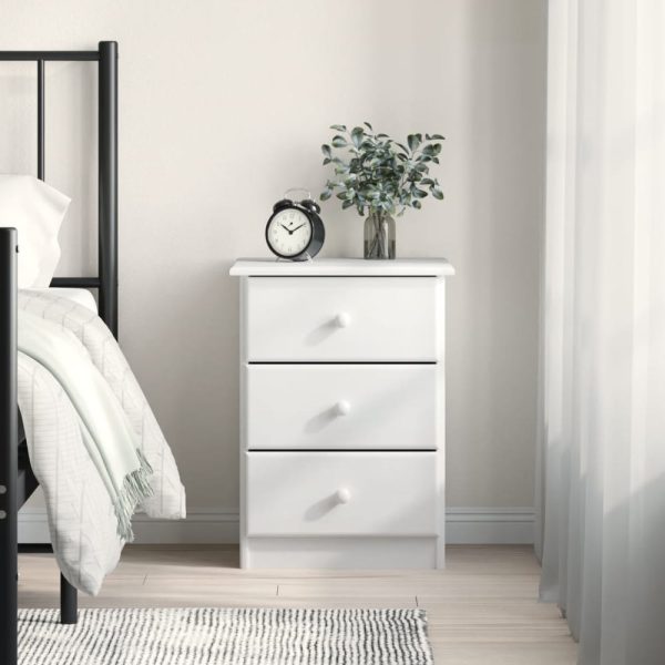 Akron Wooden Bedside Cabinet With 3 Drawer In White | Bed Sava