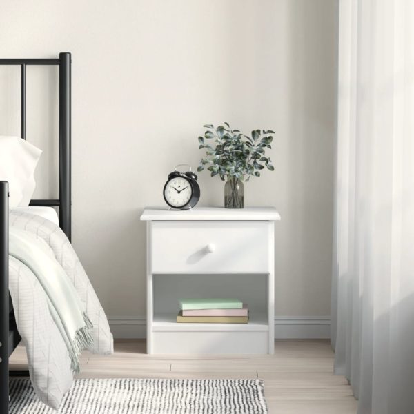 Akron Wooden Bedside Cabinet With 1 Drawer In White | Bed Sava