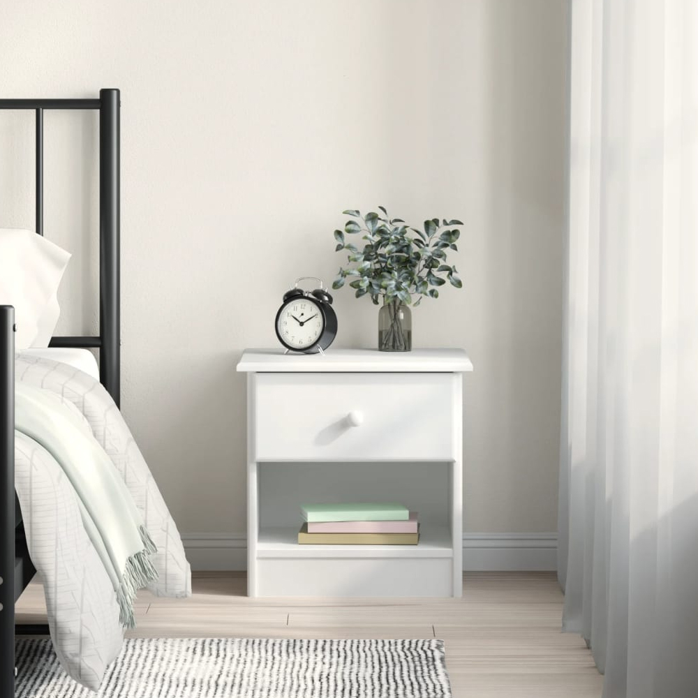 Akron Wooden Bedside Cabinet With 1 Drawer In White