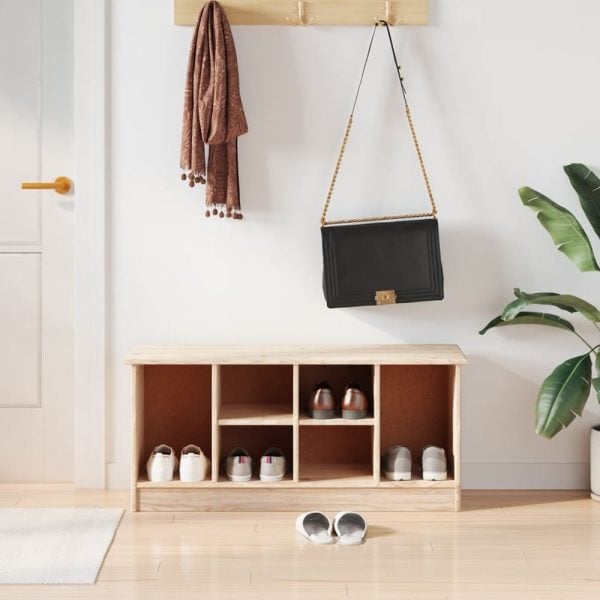 Akron Wooden Shoe Storage Bench With 6 Shelves In Natural | Bed Sava