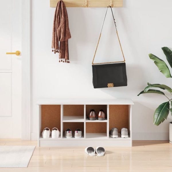 Akron Wooden Shoe Storage Bench With 6 Shelves In White | Bed Sava