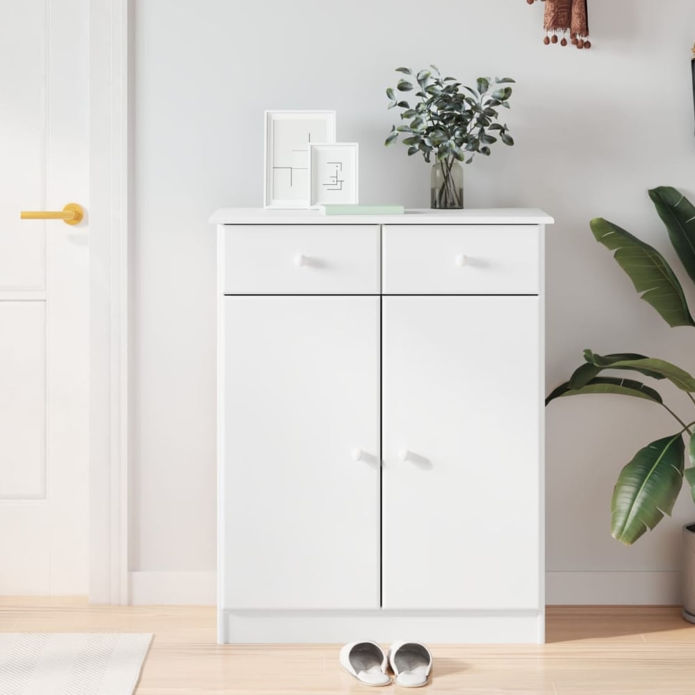 Akron Wooden Shoe Storage Cabinet With 2 Doors In White