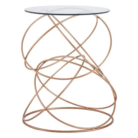 Akron Round Glass Side Table With Gold Metal Frame