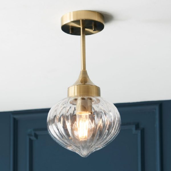 Alamosa Glass Ceiling Pendant Light In Brass | Bed Sava