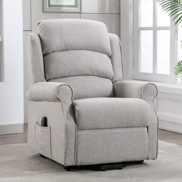 Alanya Fabric Electric Recliner Chair In Linen | Bed Sava