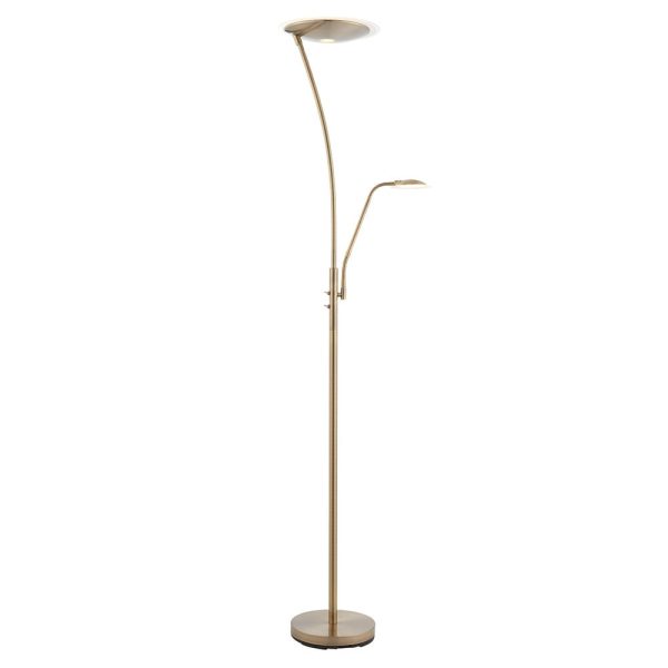 Alassio Glass LED Floor Lamp In Antique Brass | Bed Sava