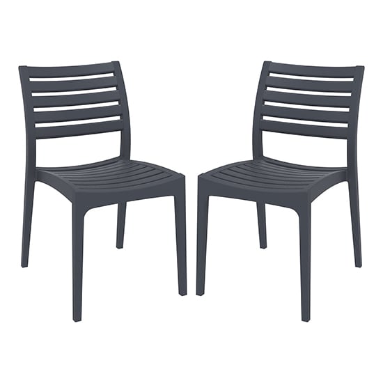Albany Dark Grey Polypropylene Dining Chairs In Pair