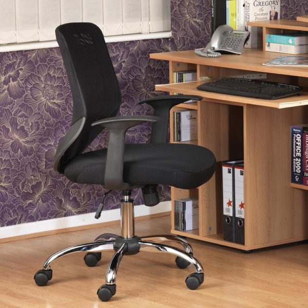 Albany Fabric Home And Office Chair With Chrome Base In Black | Bed Sava