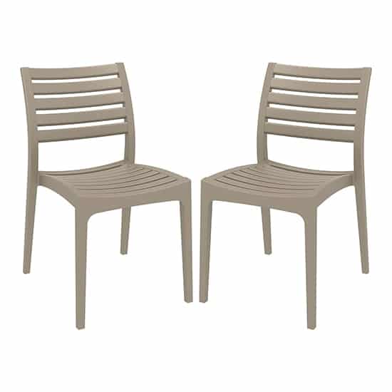 Albany Taupe Polypropylene Dining Chairs In Pair