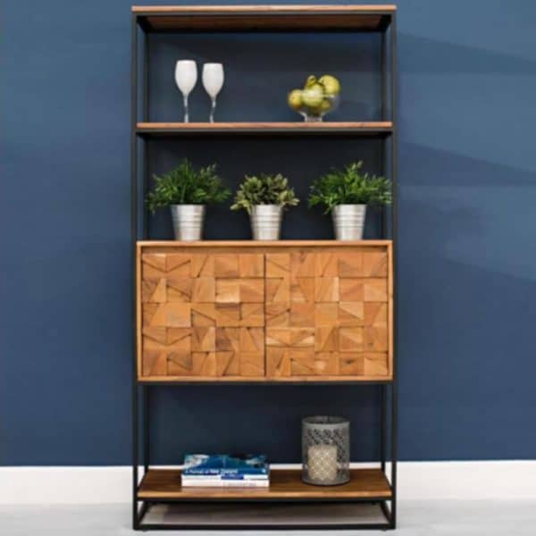 Albany Wooden Bookcase With 2 Doors In Natural | Bed Sava