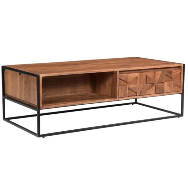 Albany Wooden Coffee Table With 2 Drawers In Natural | Bed Sava