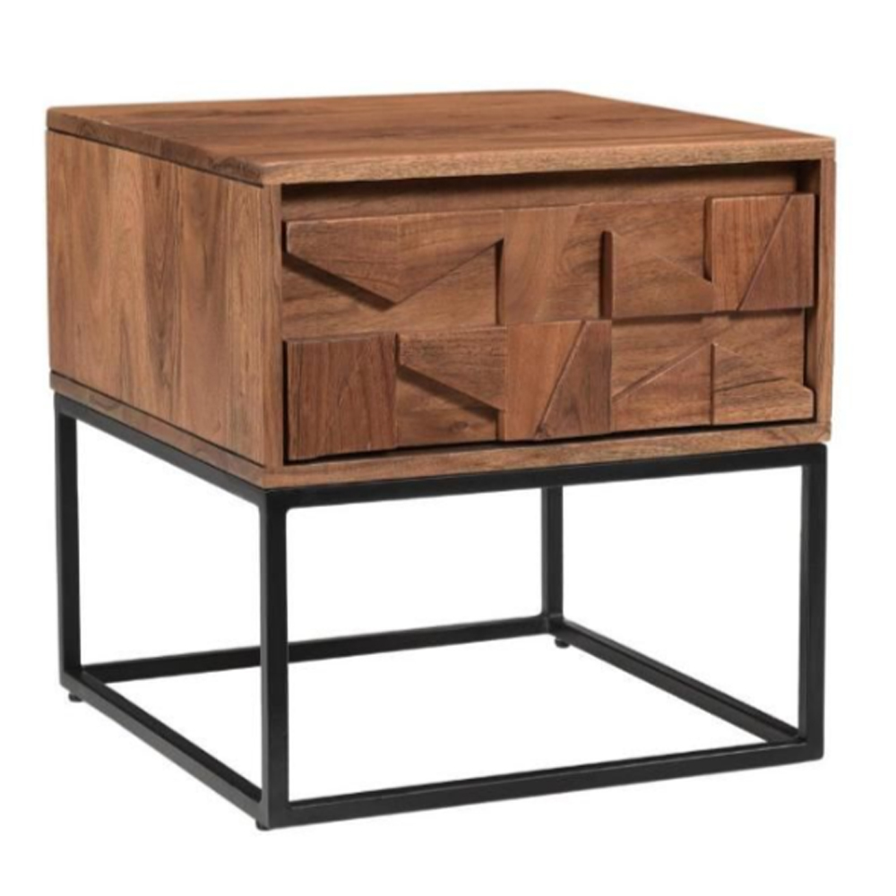 Albany Wooden End Table With 1 Drawer In Natural