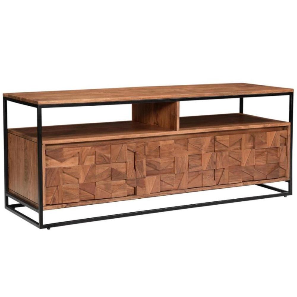 Albany Wooden TV Stand With 3 Doors In Natural