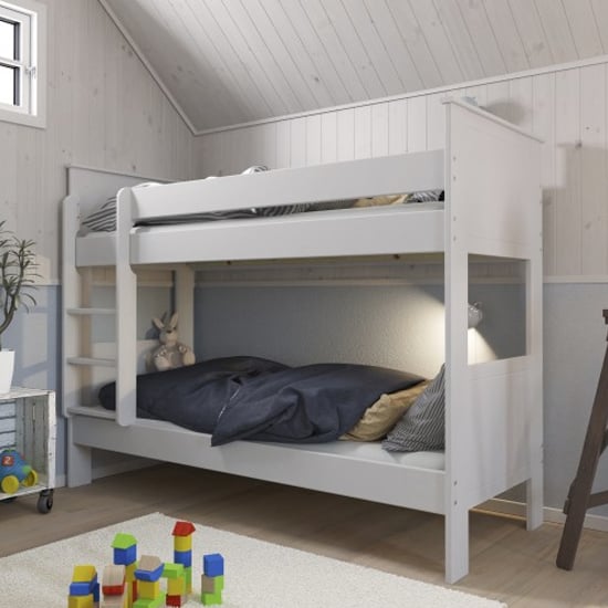 Albia Wooden Small Children Bunk Bed In White