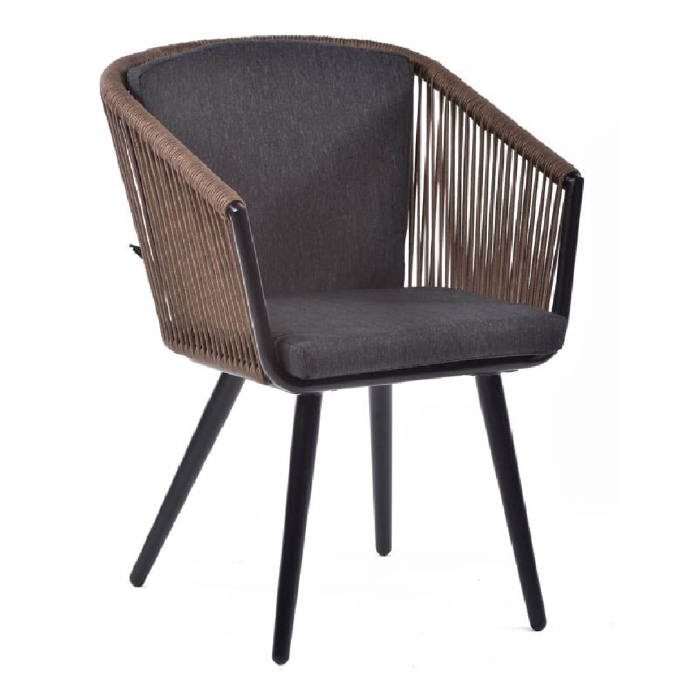 Albion Fabric Arm Chair In Dark Brown