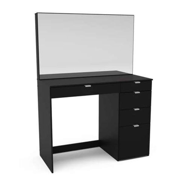 Albion Wooden Dressing Table With Mirror And 5 Drawers In Black | Bed Sava