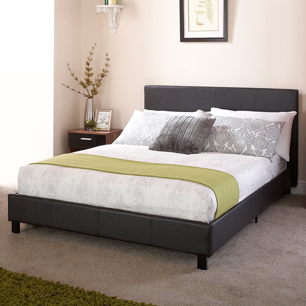 Alcester Faux Leather Double Bed In Black
