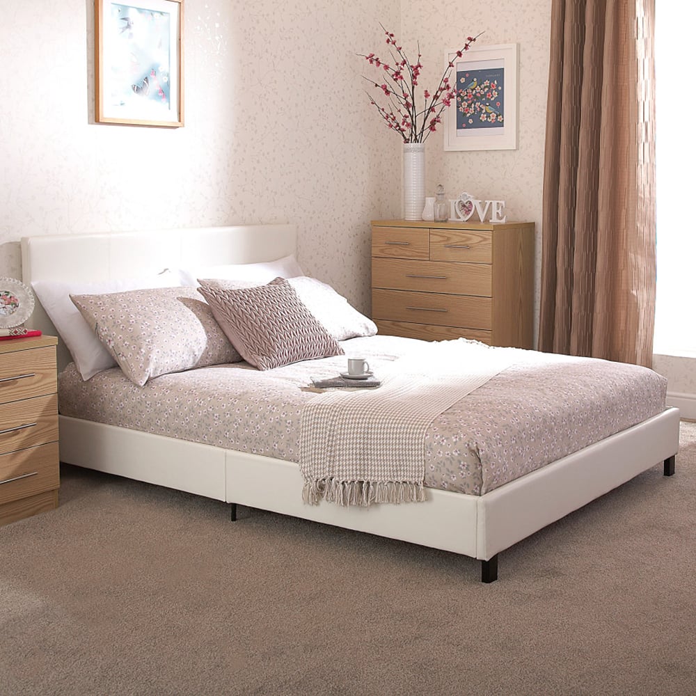 Alcester Faux Leather Double Bed In White