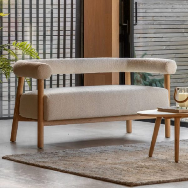 Alcoa Fabric 2 Seater Sofa With Cushion In Cream | Bed Sava