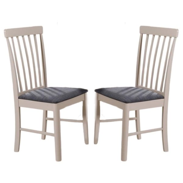 Alcor Stone Grey Wooden Dining Chairs With Fabric Seat In Pair | Bed Sava