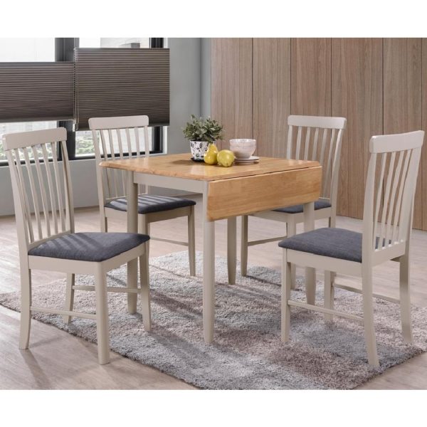 Alcor Wooden Square Dining Table With 4 Chairs In Oak And Grey | Bed Sava