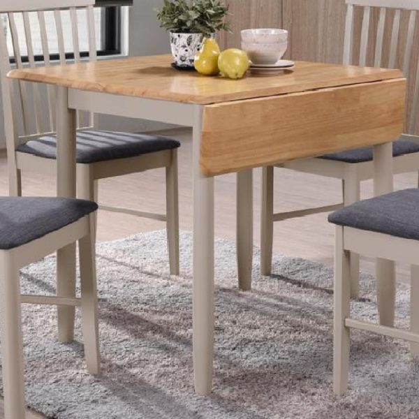 Alcor Wooden Square Drop Leaf Dining Table In Oak And Grey | Bed Sava
