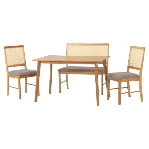 Alcudia Wooden Dining Table With Bench And 2 Oak Chairs | Bed Sava