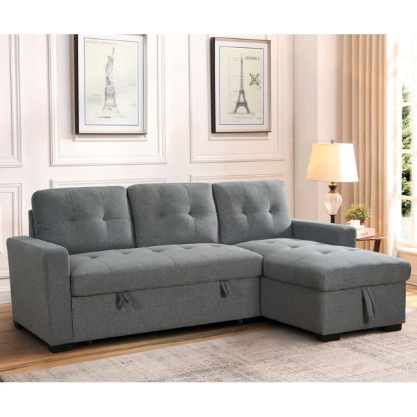 Aldersyde Fabric Corner Sofa Bed In Grey | Bed Sava