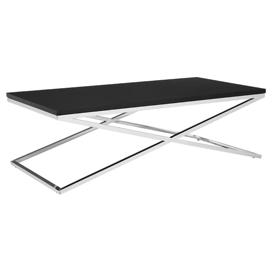 Alena Wooden Leather Effect Coffee Table In Black