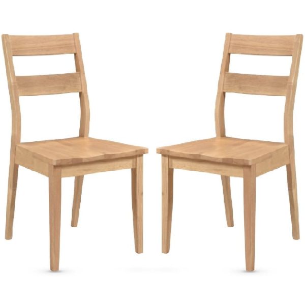 Alesund Oak Wooden Dining Chairs In Pair | Bed Sava