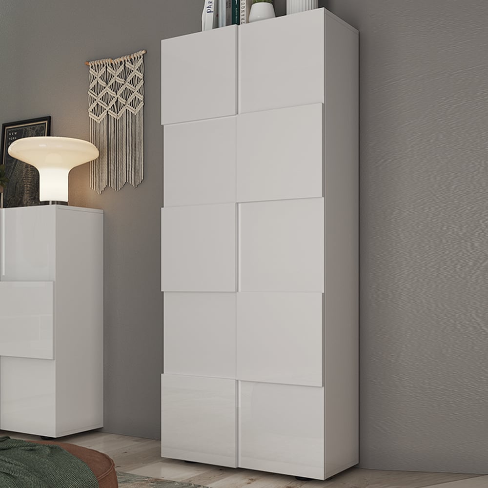 Aleta High Gloss Wardrobe With 2 Doors In White