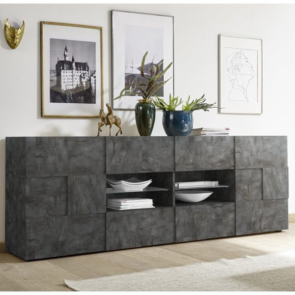 Aleta Wooden Sideboard With 2 Doors 4 Drawers In Oxide | Bed Sava