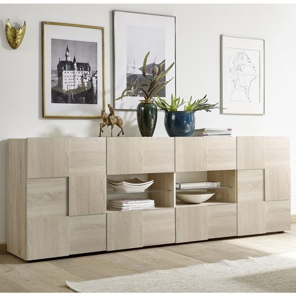 Aleta Wooden Sideboard With 2 Doors 4 Drawers In Sonoma Oak | Bed Sava