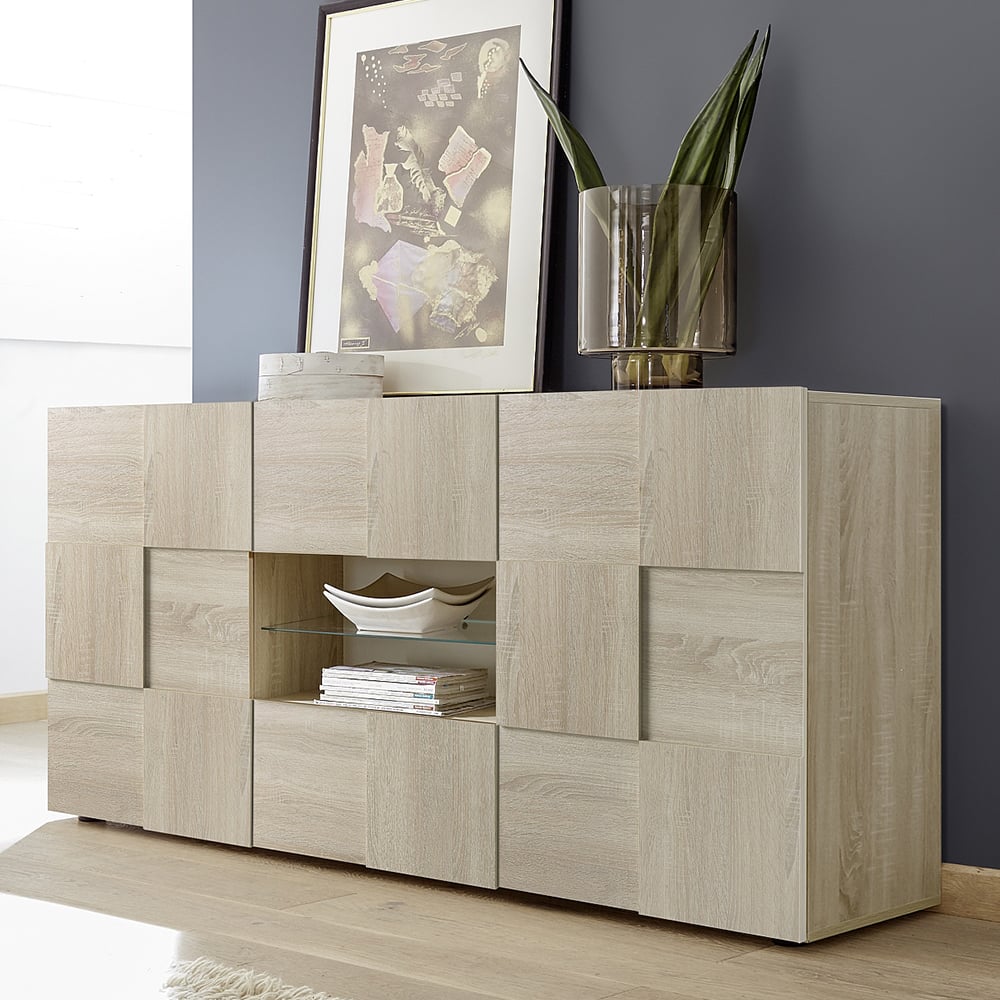 Aleta Wooden Sideboard With 2 Doors 2 Drawers In Sonoma Oak