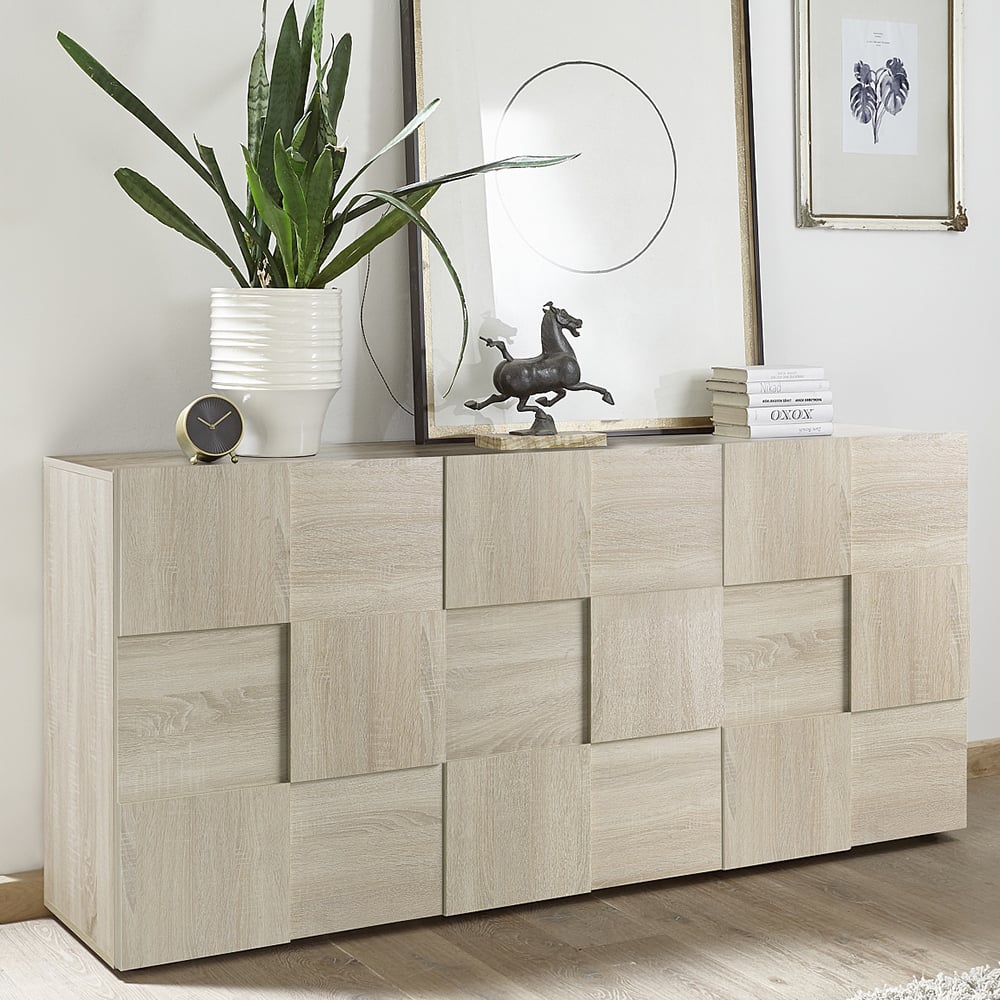 Aleta Wooden Sideboard With 3 Doors In Sonoma Oak