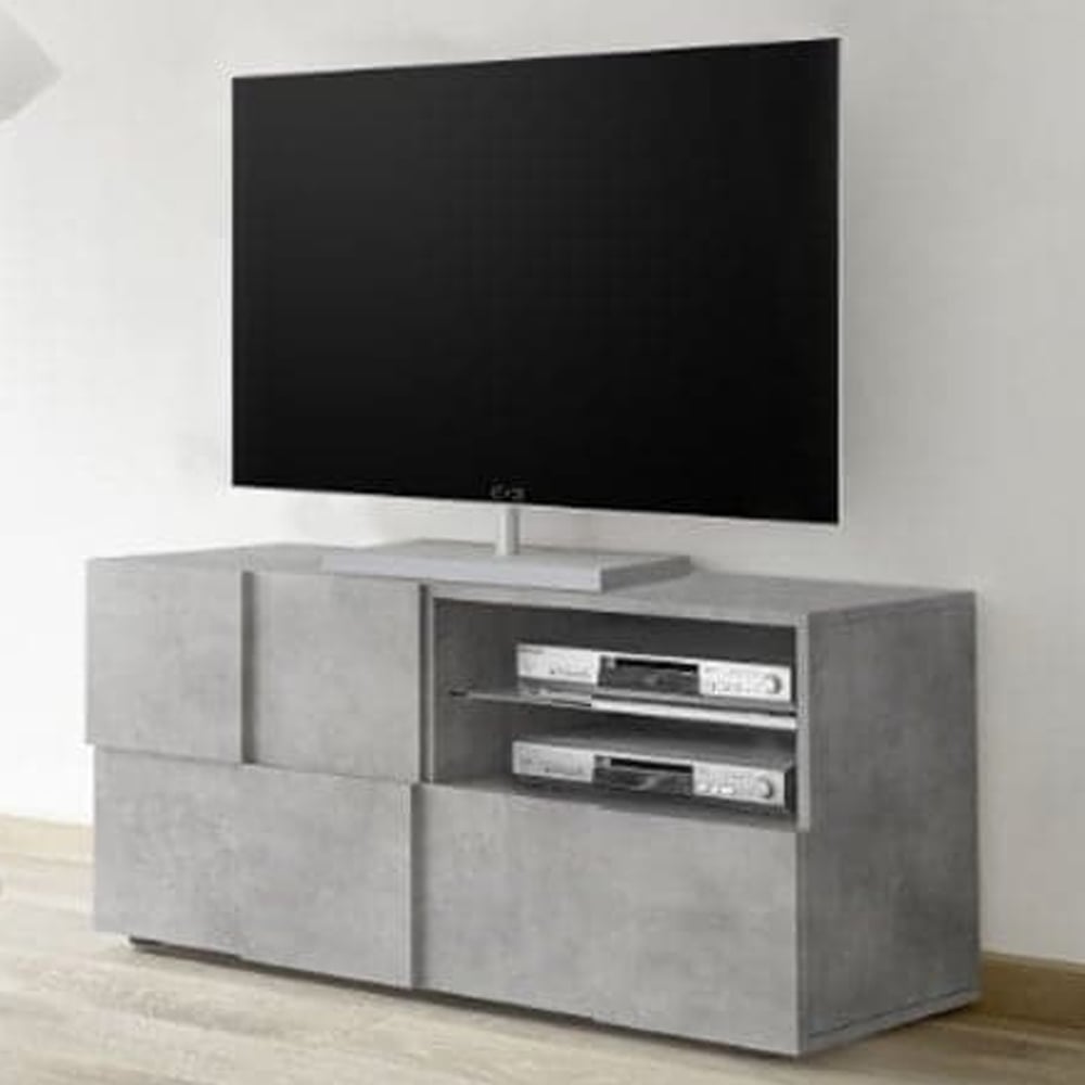 Aleta Wooden TV Stand With 1 Door 1 Drawer In Concrete