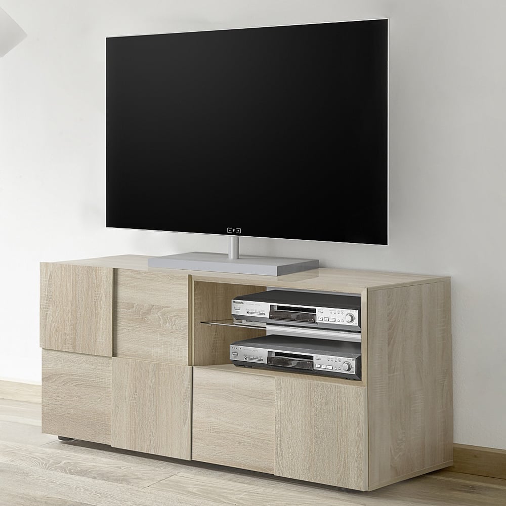 Aleta Wooden TV Stand With 1 Door 1 Drawer In Sonoma Oak