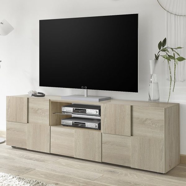 Aleta Wooden TV Stand With 2 Doors 1 Drawer In Sonoma Oak | Bed Sava