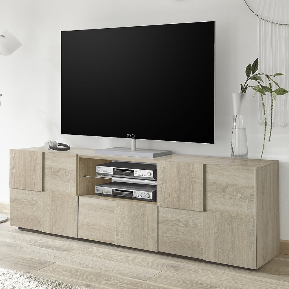 Aleta Wooden TV Stand With 2 Doors 1 Drawer In Sonoma Oak