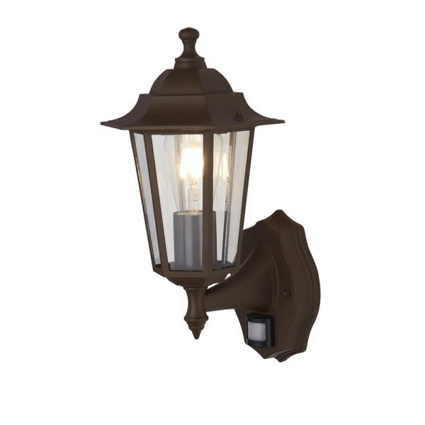 Alex Clear Glass Outdoor Wall Light In Rust Brown | Bed Sava