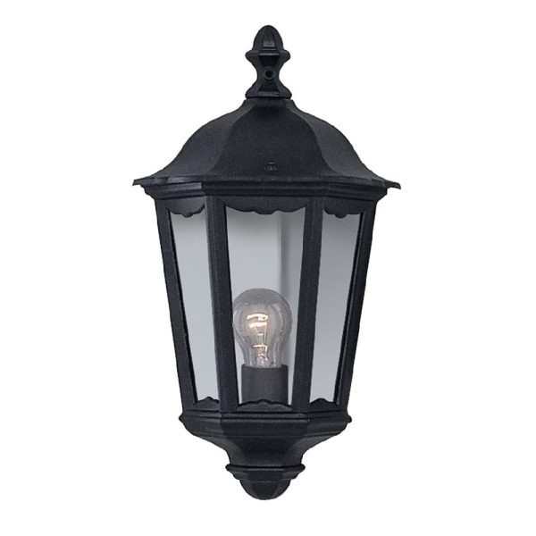 Alex Glass Shade Outdoor Wall Light In Black | Bed Sava